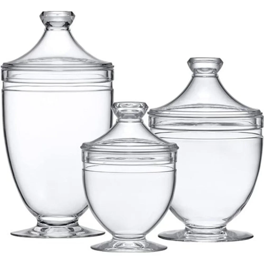 Acrylic Bathroom Canisters (3-Piece Set), Plastic Apothecary Jars